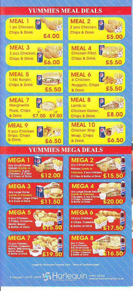yummies takeaway menu Newport