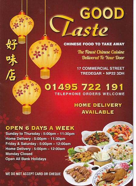 Menu of Good Taste, Tredegar.