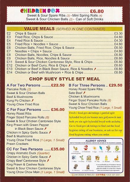 Menu of Good Taste, Tredegar.