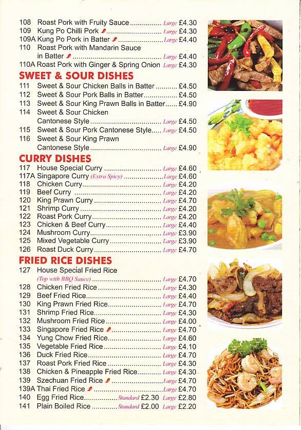 Choice Chinese takeaway menu in Pontypool