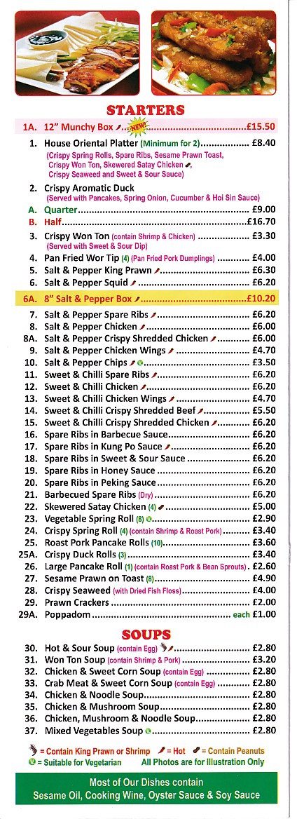 Happy Wok Chinese takeaway menu in Pontypool