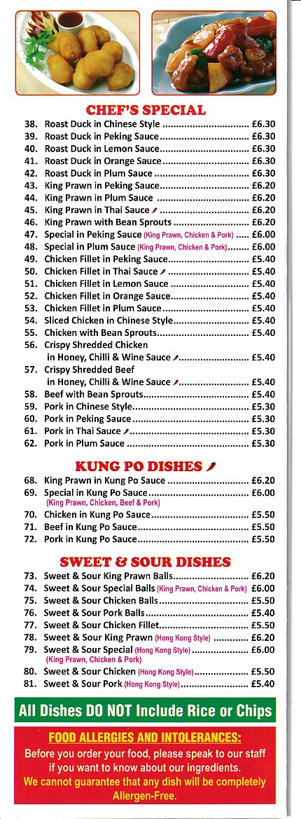 Happy Wok Chinese takeaway menu in Pontypool