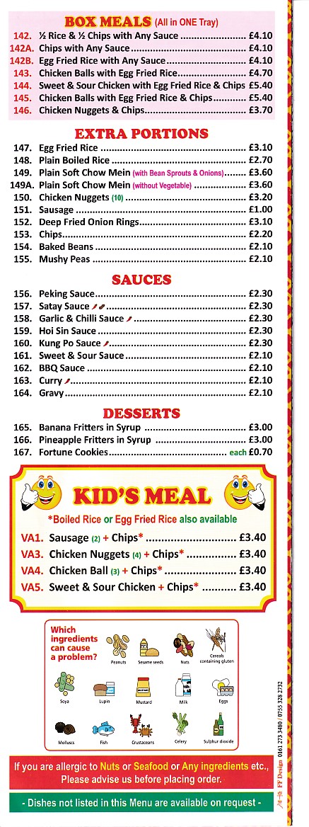 Happy Wok Chinese takeaway menu in Pontypool