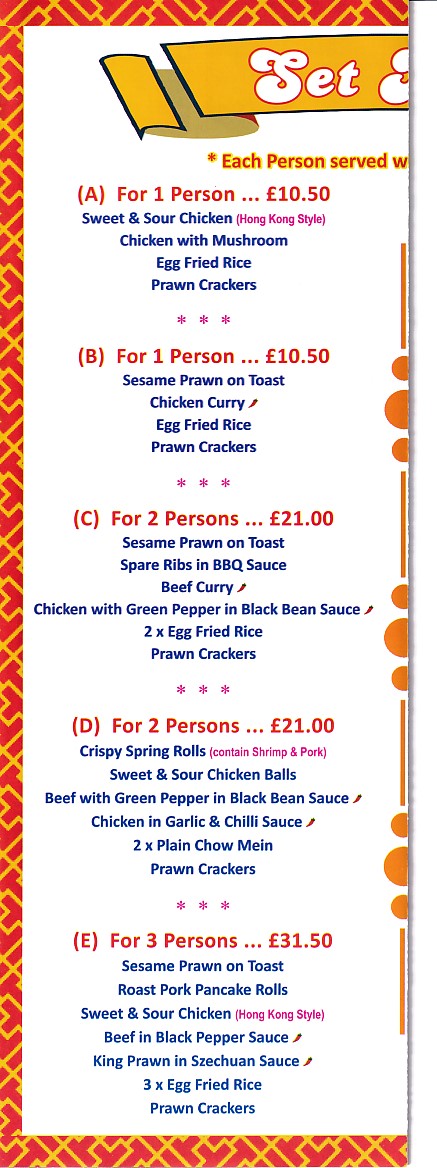 Happy Wok Chinese takeaway menu in Pontypool