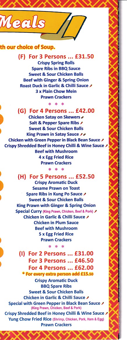 Happy Wok Chinese takeaway menu in Pontypool