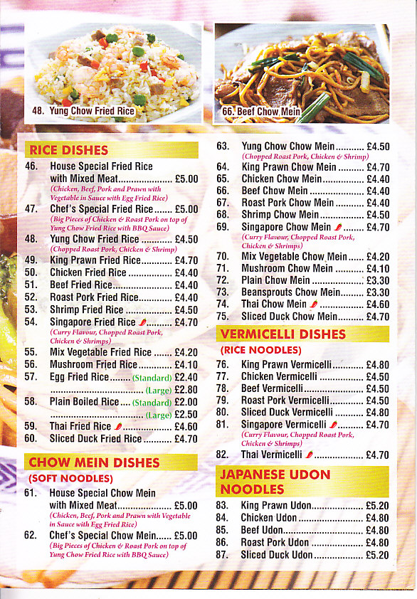 Lees kitchen Chinese takeaway menu in Pontypool