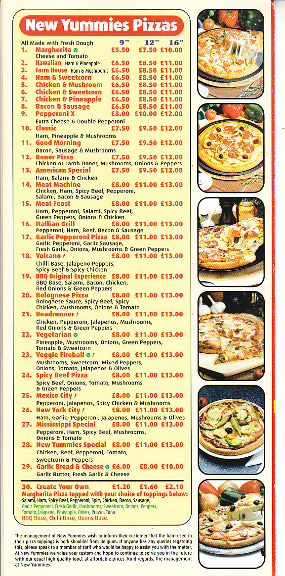 New Yummies Kebab takeaway menu in Pontypool